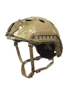 Chase Tactical BUMP Helmet (Non Ballistic), Universal Sizing, Crank Suspension, with Rails, Shroud, Velcro, and Bungee System, (A-TACS-AU)