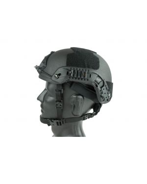 Chase Tactical Striker HighCut Combat Helmet, Black, SMALL with WILCOX WLS Shroud, Rails, Bungee, Velcro, and BOA Harness Suspension, NIJ 0101.06